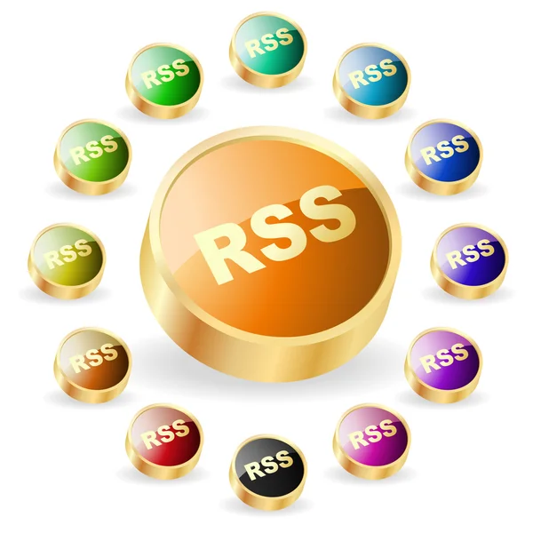Кнопка RSS установлена для веб. Векторная иллюстрация . — стоковый вектор