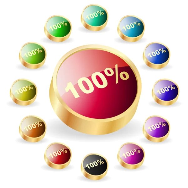 One-hundred percent button. — Stock Vector