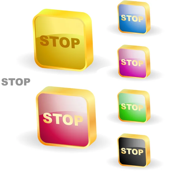 Stop gomb. vektor web beállítása. — Stock Vector