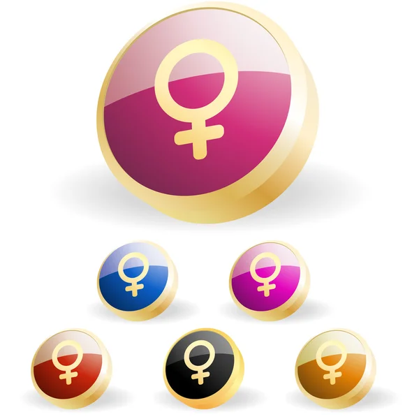 Vrouwelijke symbool. vector knop set. — Stockvector