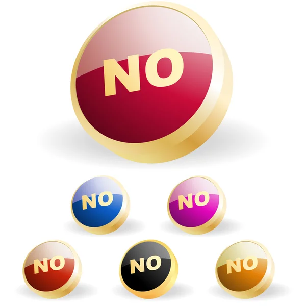 "NO" button. Vector set. — Stock Vector