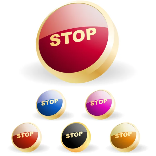 Stop button. Vector set for web. — Stock Vector
