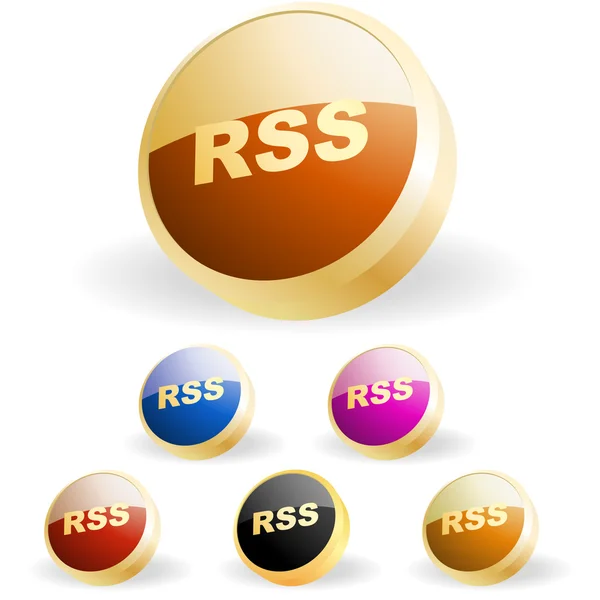 Botões RSS brilhantes. Ilustração vetorial . — Vetor de Stock