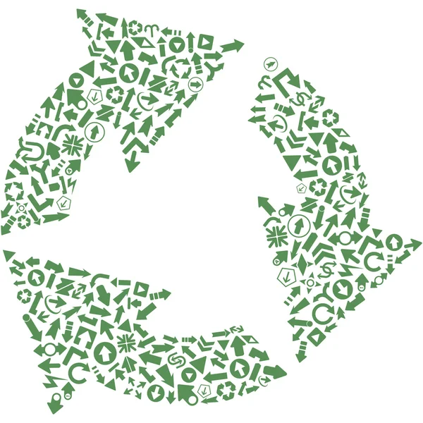 Recyclage. Un ensemble vectoriel de flèches utiles. Illustration vectorielle . — Image vectorielle
