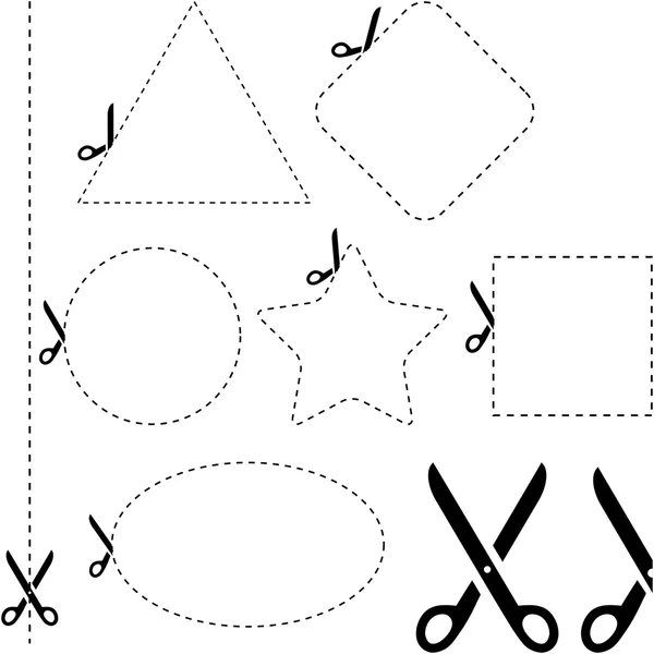 Tijeras vectoriales con líneas de corte — Archivo Imágenes Vectoriales