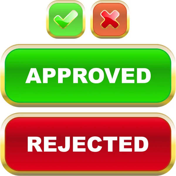 Conjunto de botões aprovado e rejeitado . — Vetor de Stock