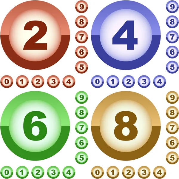 Number buttons. Vector set. — Stock Vector