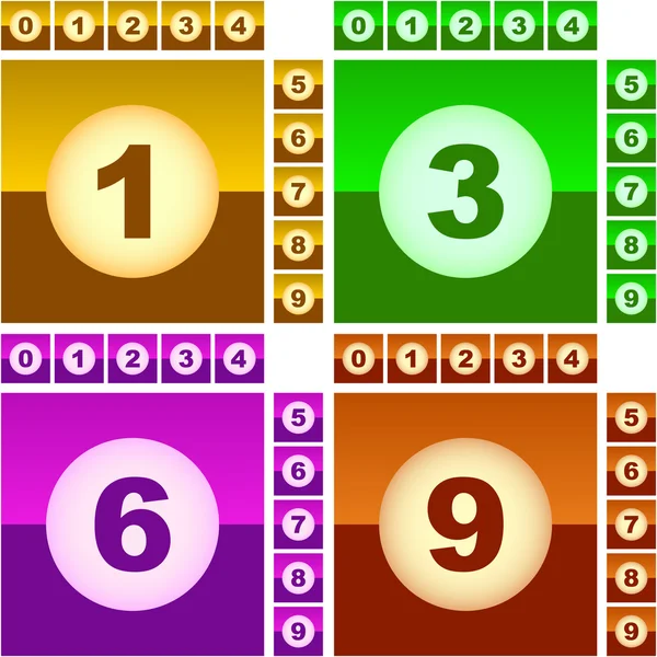 Number buttons. Vector set. — Stock Vector