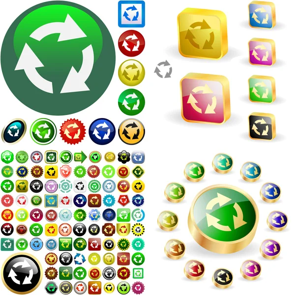 Κουμπί σύμβολο ανακύκλωσης. — Διανυσματικό Αρχείο