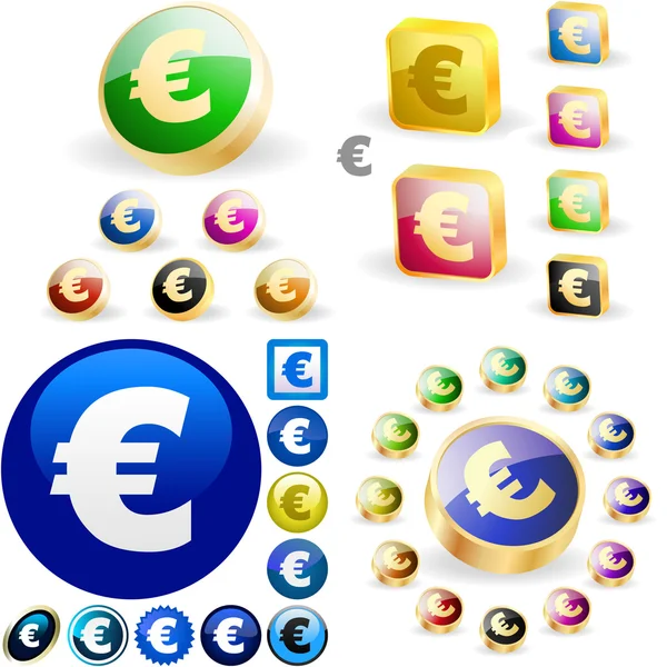 Conjunto de botões Euro . — Vetor de Stock
