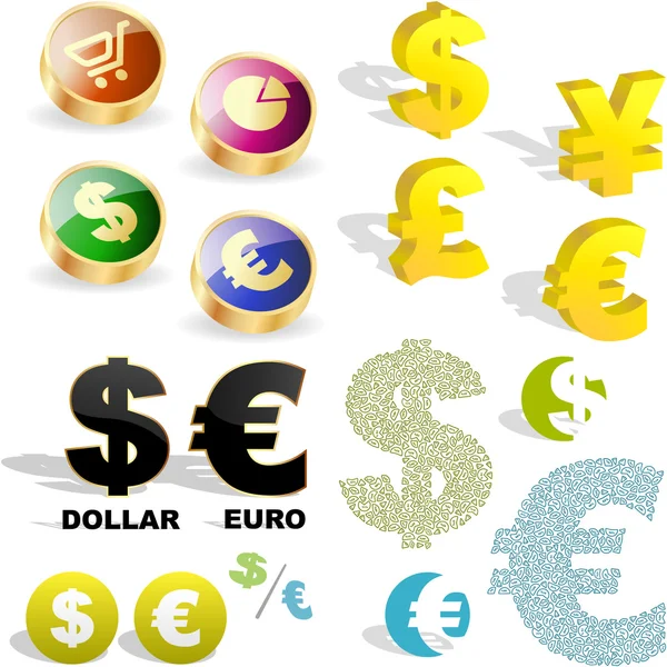 Dollaro vettoriale e segni dell'euro . — Vettoriale Stock