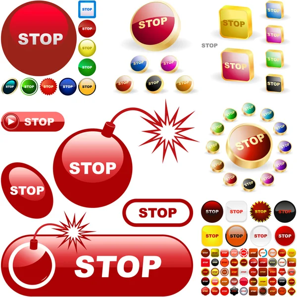 Stop-knop voor web. — Stockvector