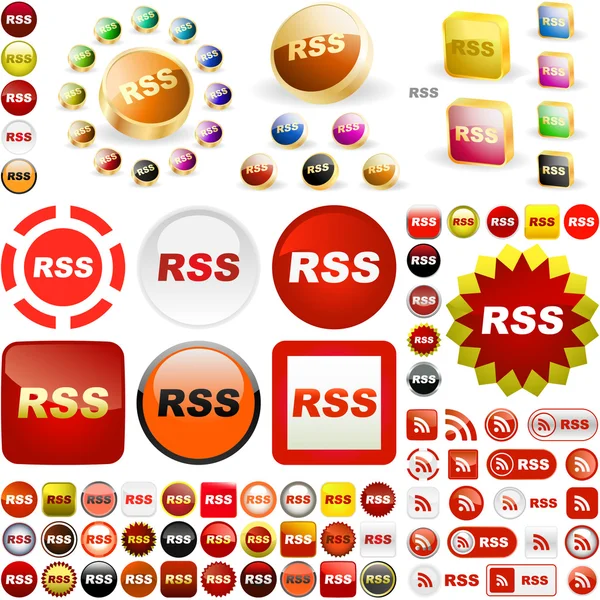 RSS glossy buttons. — Stock Vector