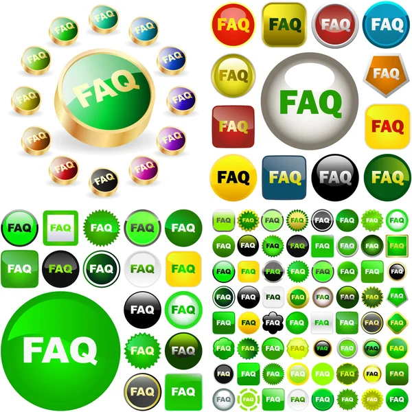 FAQ botones para web . — Vector de stock