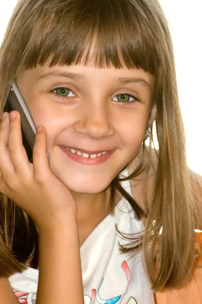 Dívka s mobilním telefonem — Stock fotografie