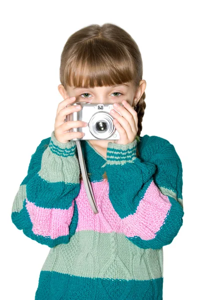 Dziewczyna z aparatem — Zdjęcie stockowe