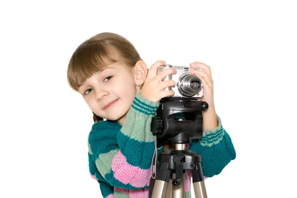 A rapariga com a câmara — Fotografia de Stock