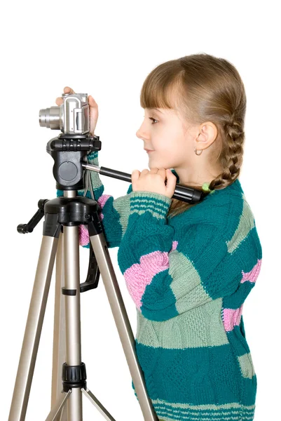 Dívka s fotoaparátem — Stock fotografie