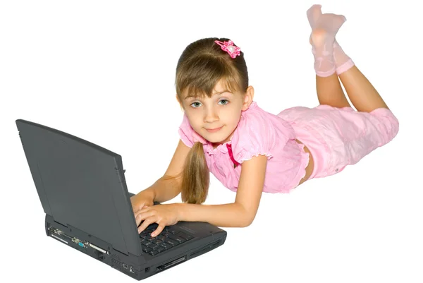 Das Mädchen mit einem Notebook-Computer 2 — Stockfoto