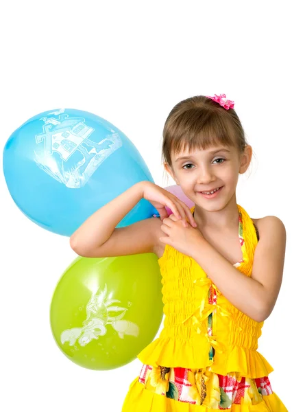 Flickan med ballonger — Stockfoto