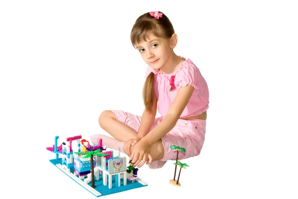 The girl with meccano — Stock Photo, Image