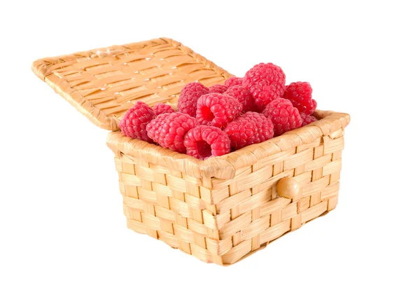 Bast-basket with a raspberry — Stock Photo, Image