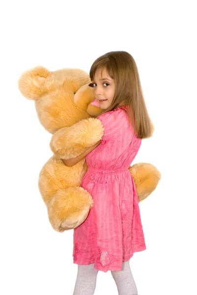 Το κορίτσι με μια αρκούδα — Φωτογραφία Αρχείου