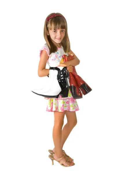 The girl and footwear — Stock Photo, Image
