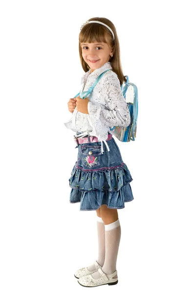 Das Mädchen mit dem Rucksack — Stockfoto