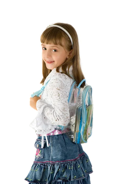A menina com uma mochila — Fotografia de Stock