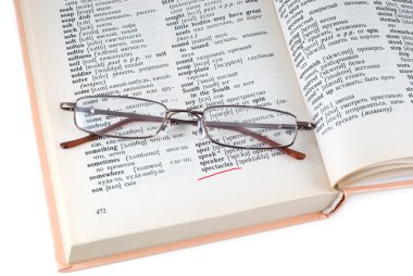 The dictionary and spectacles clipart