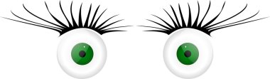 2 glass eyes with eyelashes clipart