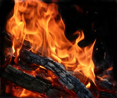 Fire on black clipart