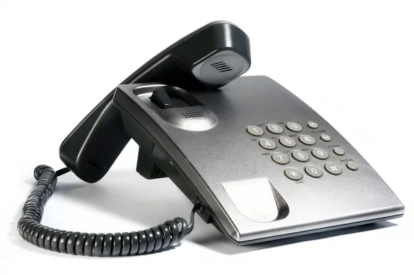 Stříbrný telefon izolovaných na bílém poza — Stock fotografie