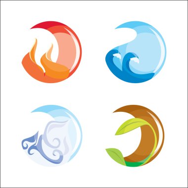 Fire, water, air, ground clipart