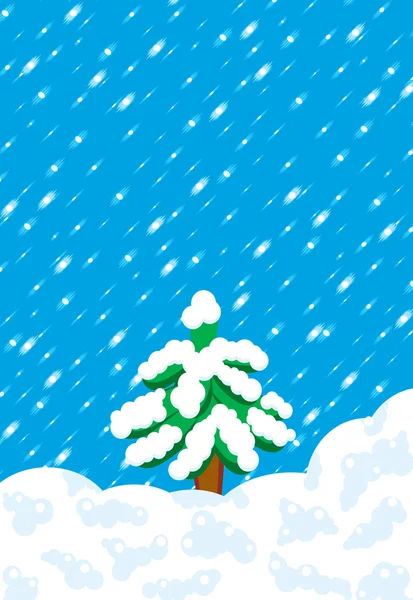Albero invernale e neve — Vettoriale Stock