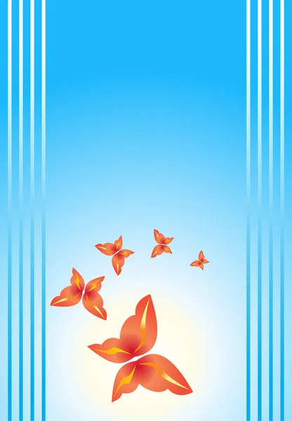 Blauwe achtergrond met vlinder — Stockvector