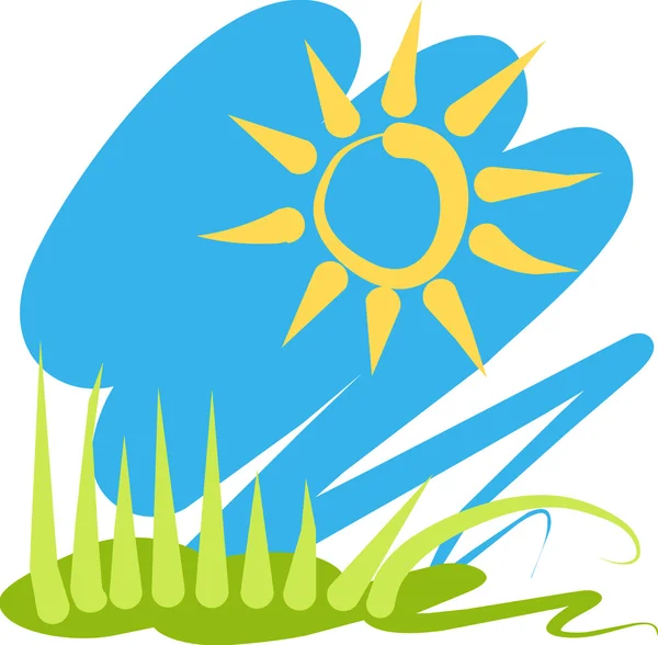 Sole ed erba — Vettoriale Stock