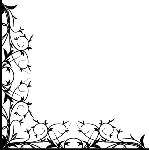 Diseño rincón floral negro — Archivo Imágenes Vectoriales