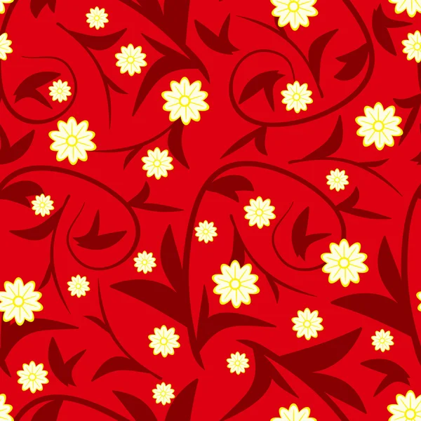 Σχεδίαση κόκκινο floral μοτίβο άνευ ραφής — Διανυσματικό Αρχείο