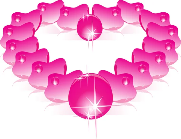 Corazón de pétalos de rosa — Vector de stock