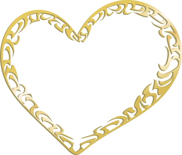 Gouden metalen hart — Stockvector