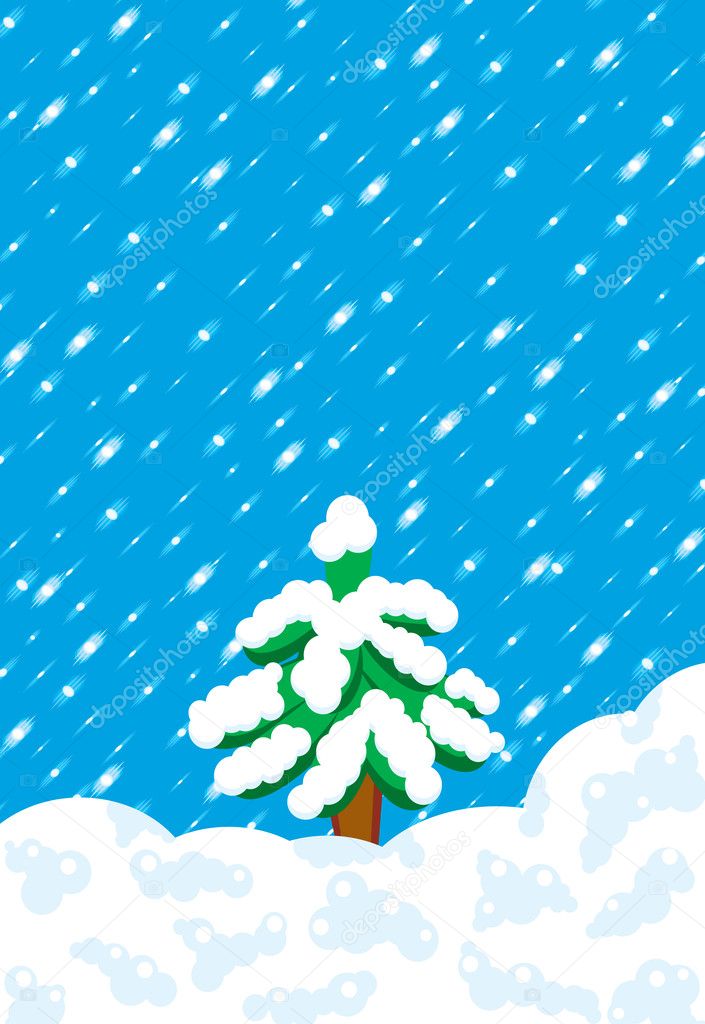 Winter tree and snow