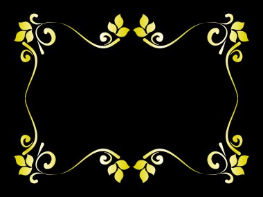 Floral gold frame on black background clipart