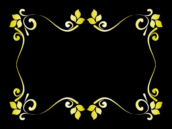 Marco de oro floral sobre fondo negro — Vector de stock