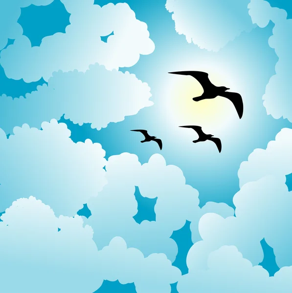 天空和鸟的背景 — 图库矢量图片