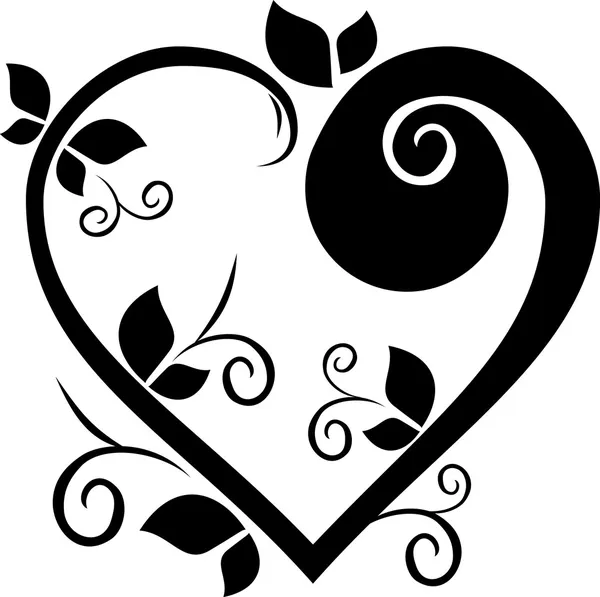 Disegno tatuaggio cuore floreale — Vettoriale Stock