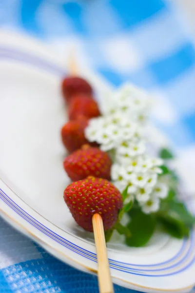 Barbecue aux fraises sur assiette — Photo