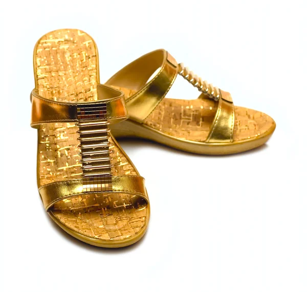 Gold Shoes isolated on white — Stock Photo, Image