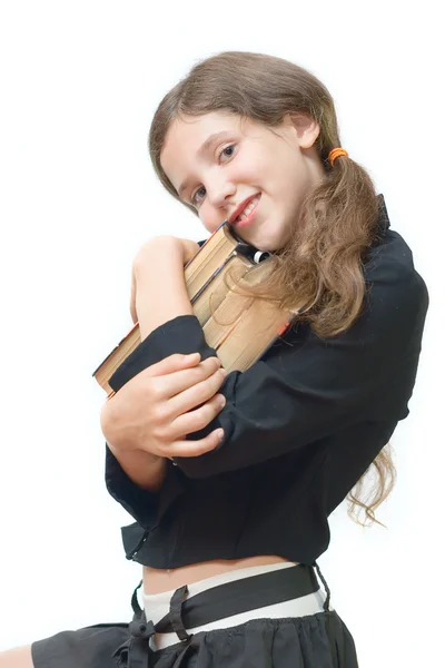 Estudante adolescente menina com livros — Fotografia de Stock